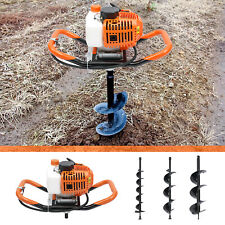 52cc Petrol Earth Auger Borer Heavy Duty Post Hole Digger Fence Drill 3 Bits
