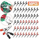 50pcs Electrical Test Clamps Metal Alligator Crocodile Clips Red Black Handle 2