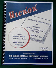Hickok 600 Tube Tester Instruction Manual Amp Tube Data