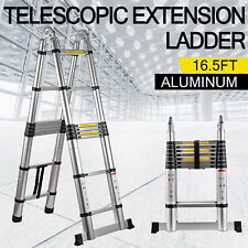 165ft Aluminum Telescopic Extension Folding Step Multi Use Non Slip Ladder 5m