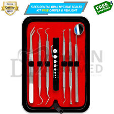 5 Pcs Dental Oral Hygiene Scaler Kit Tools Deep Cleaning Teeth Care Withpen Light
