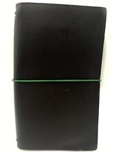 Sojourner Black Leather Travelers Notebook With 4 Green Elastics Personal