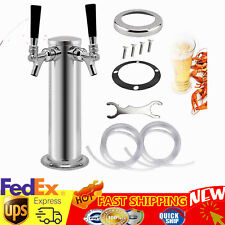 Double Stainless Steel Tower Beer Tap Two Faucet Draft Keg Kegerator Silver Usa