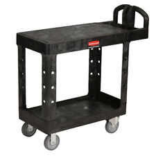 Rubbermaid Commercial 452500bk Flat Shelf 2 Shelf Utility Cart Black New