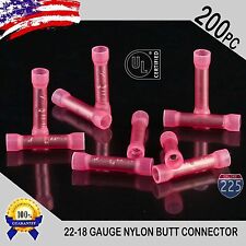 200 Pack 22 18 Gauge Wire Butt Connectors Red Nylon 22 18 Awg Crimp Terminals Us