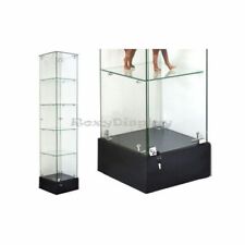 Rectangular Tempered All Glass Tower Display Showcase With Lock And Door