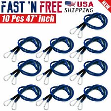 10 Pcs 47 Inch Tie Strap Bungee Cord Blue With Carabiners Hooks Clips Bulk New