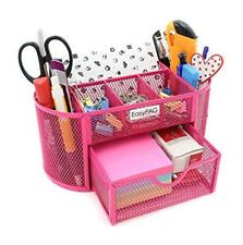 Easypag Mesh Desk Organizer Pencil Holder 9 Compartments With Drawerpink