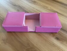 Pink Leather Desk Accessory Organizer 3 Compartment Vanity Postits Paperclips