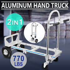 770lbs Weight Capacity 2 In 1 Aluminum Hand Truck Dolly Convertible Utility Cart