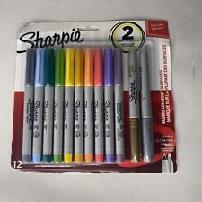 New Amp Sealed Sharpie Permanent Markers Pack Of 12 Assorted Colors Ultra Fine