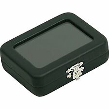 Black Leather Glass Top Gem Box Loose Stone Jewelry Case Display With Clasp