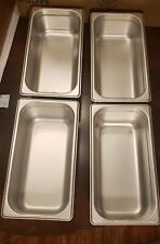 3 Browne Stainless Steel 13 Third Size 4 Deep Steam Table Pans Lot Brand New