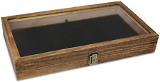 Wood Glass Top Jewelry Display Case Wooden Jewelry Tray Organizer Storage Box