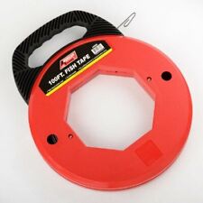 100 Ft Fish Tape Electrican Reel Pull Wires Cable Steel Hand Puller Ate Tools