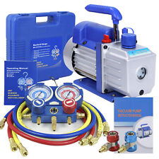 4cfm Vacuum Pump Valves Manifold Gauge R410a R134a R22 Hvac Ac Refrigerant Set