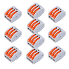 10 Pcs Mini Fast Wire Connectors 3 Way Universal Compact Push In Terminal Block