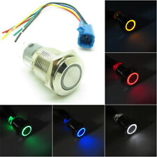 Waterproof Metal Push Button Switch Led Ring Halo Light 16mm 12v 24v Connector