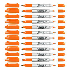 Sharpie Twin Tip Permanent Marker Fine And Ultra Fine Orange 12 Count