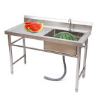 Commercial Utility Sink Bowl Kitchen Prep Table Stainless Steel Faucet Center