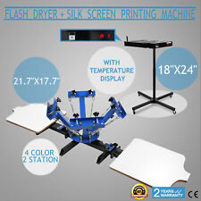 4 Color 2 Station Screen Printing Press Equipment Silk Screening With Flash Dryer