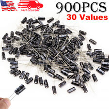 900pcs 30 Values Electrolytic Capacitor Assortment Kit 01uf 1000uf Set Black