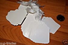 New Lot Of 100 Large Price Tags Blank White 7 Strung 1 716w X 2h