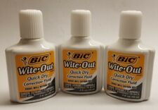 3 New Bic White Out 7 Fl Oz Wite Out Correction Fluid Quick Dry Foam Brush