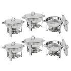 6-pack Round Chafing Dish Buffet Chafer Warmer Set Wlid 5 Quartstainless Steel