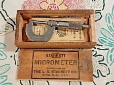 Vintage Starrett 1 Micrometer 230 Withoriginal Wood Box Wrench Amp Manuals