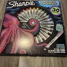 Limited Edition Sharpie Set 30 Markers Spin The Tray Wheel Fine And Ultra Points