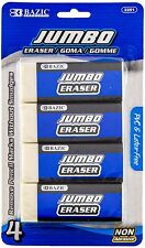 Bazic Erasers Jumbo Vinyl Pencil Eraser 4pack Latex Free White Large