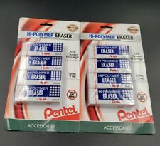 8 Pentel Hi Polymer Non Abrasive Gentle White Block Pencil Erasers Latex Free