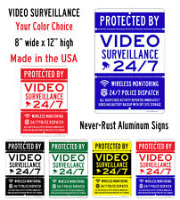 Protected By Video Surveillance Security Camera Aluminum Metal Sign Choose Color