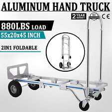 Aluminum Hand Truck 2in1 Convertible Folding Dolly Platform Utility Cart 880lbs