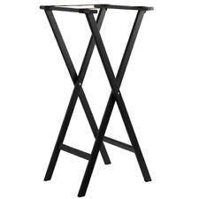 Restaurant Waitress Food Serving Folding Wood Tray Stand In Black Finish 38h