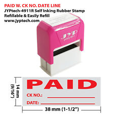 Paid W Ck No Date Line Jyp 4911r Self Inking Rubber Stamp Red Ink