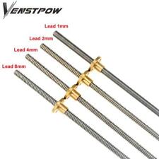 T8 Lead Screw Trapezoidal Rod Acme Threaded 100 750mm With Brass Nut 3d Printer