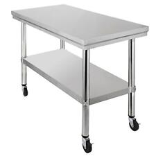 Industrial Kitchen Utility Table Rolling Cart Casters Shelving Stainless Steel