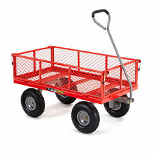 Gorilla Cart 800 Pound Capacity Steel Mesh Utility Wagon Cart Red For Parts