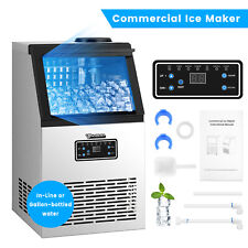 132lbs Commercial Ice Maker Bar Coffee Shop Restaurant Stainless Auto Clean Us