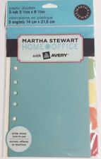 Martha Stewart With Avery 5 Tab Plastic Dividers Reusable 6 In X 8 12 In New