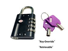 Combination Padlock Backup Key Override Black Lock For Locker Gym School 7921