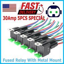 5pcs 12v Car Audio Relay Switch Harness 30 Amp Fuse 14awg Wire 5pin Spst Relays