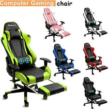 Gaming Chair Racing Ergonomic Recliner Office Computer Desk Seat Footrest Swivel
