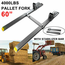 Tractor Clamp On Pallet Forks Bucket Quick Attach With Stabilizer Bar 4000lbs 60