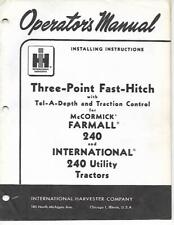 Ih International Harvester Three Point Fast Hitch With Tel A Depth And Traction