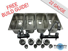 4 Compartment Concession Sink Portable Food Truck Trailer Hand Washing Withfaucets