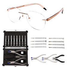 11pc Optical Eyeglass Rimless Disassembly Glasses Plier Set Tool Kit
