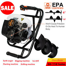 52cc 24hp Gas Powered Post Hole Digger With 6 Amp 10 Earth Auger Digging Engine